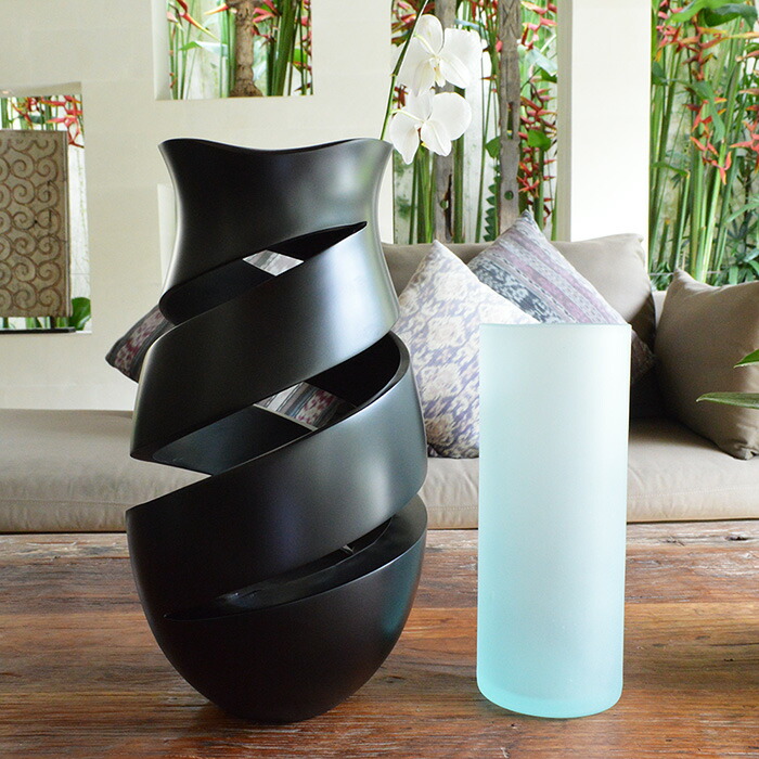 楽天市場】チークのモダンなフラワーベース×ガラス（40cm） 【 花瓶