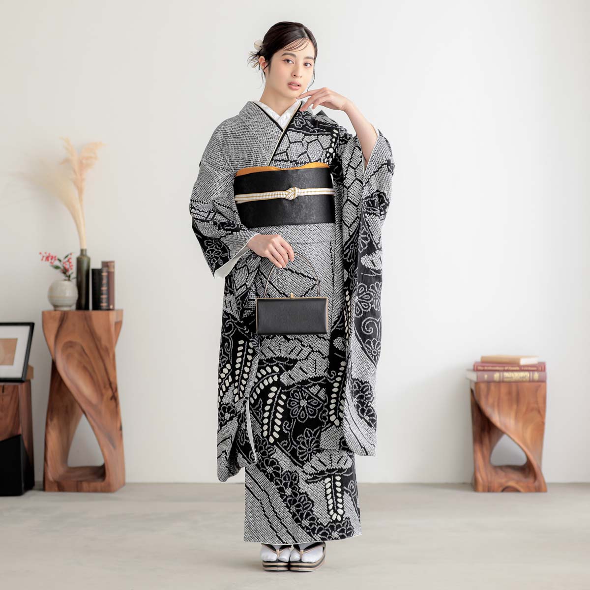 楽天市場】【振袖 レンタル】 結婚式 結納R2180 正絹 総絞り 黒 熨斗に