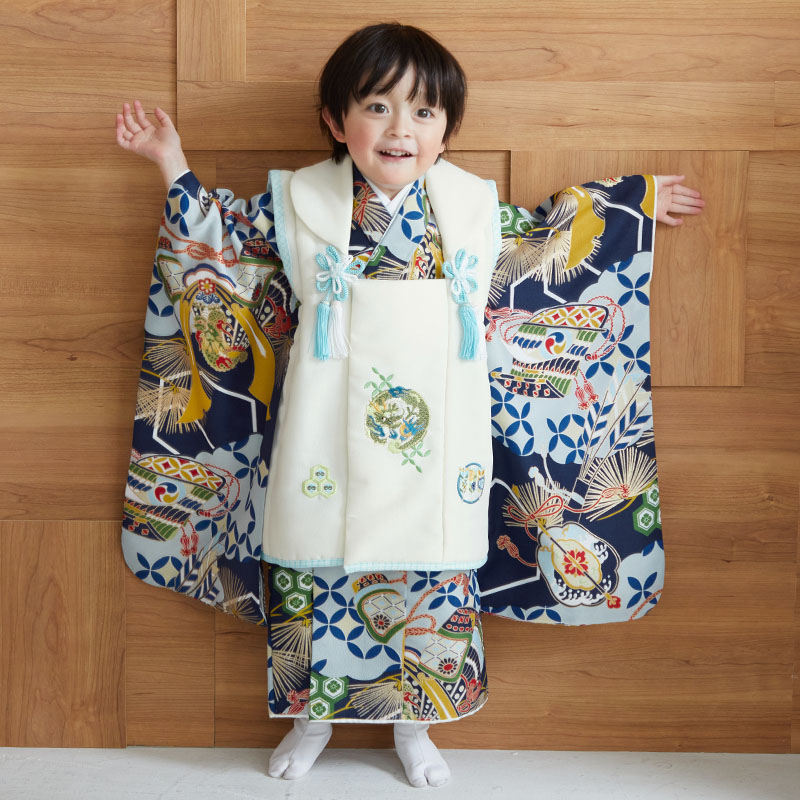 楽天市場】【レンタル】[七五三 着物 3歳]男の子「K095 白龍×紺鎧兜