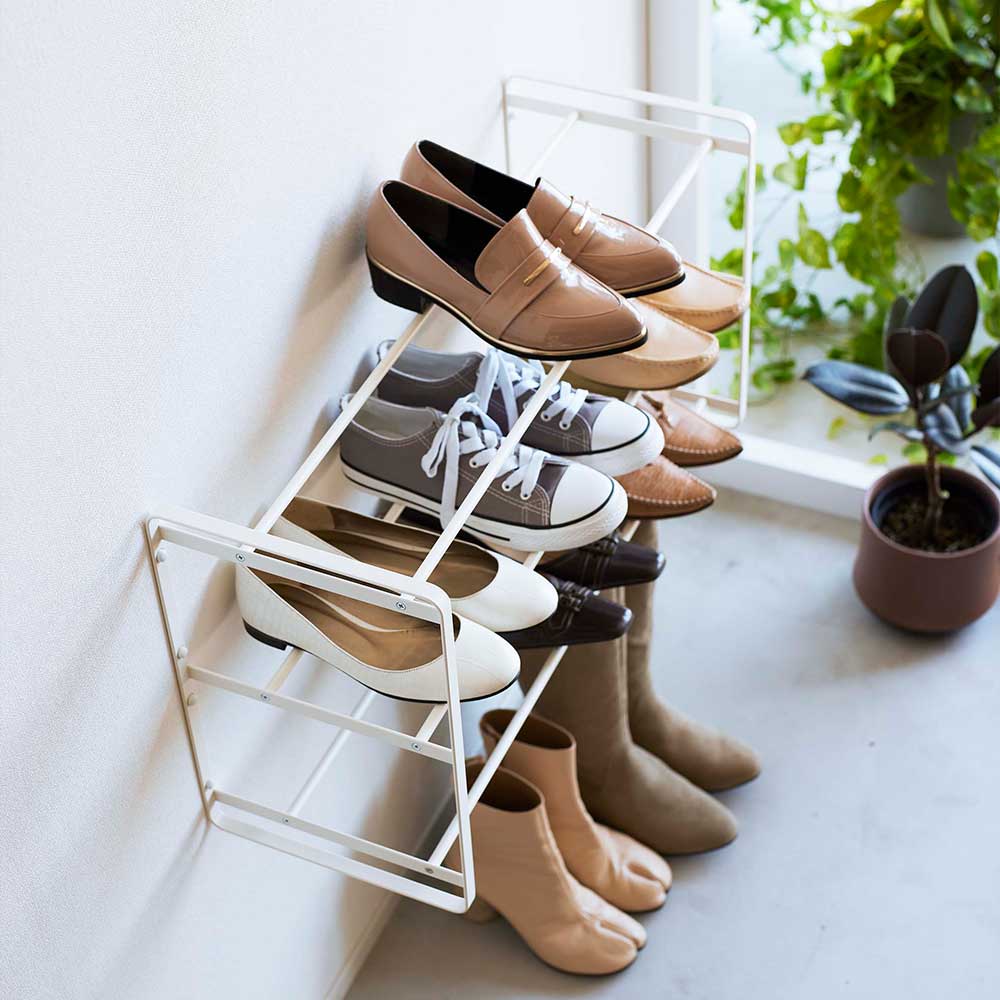 石こうボード壁対応ウォールシューズラック タワー 3段 山崎実業 tower