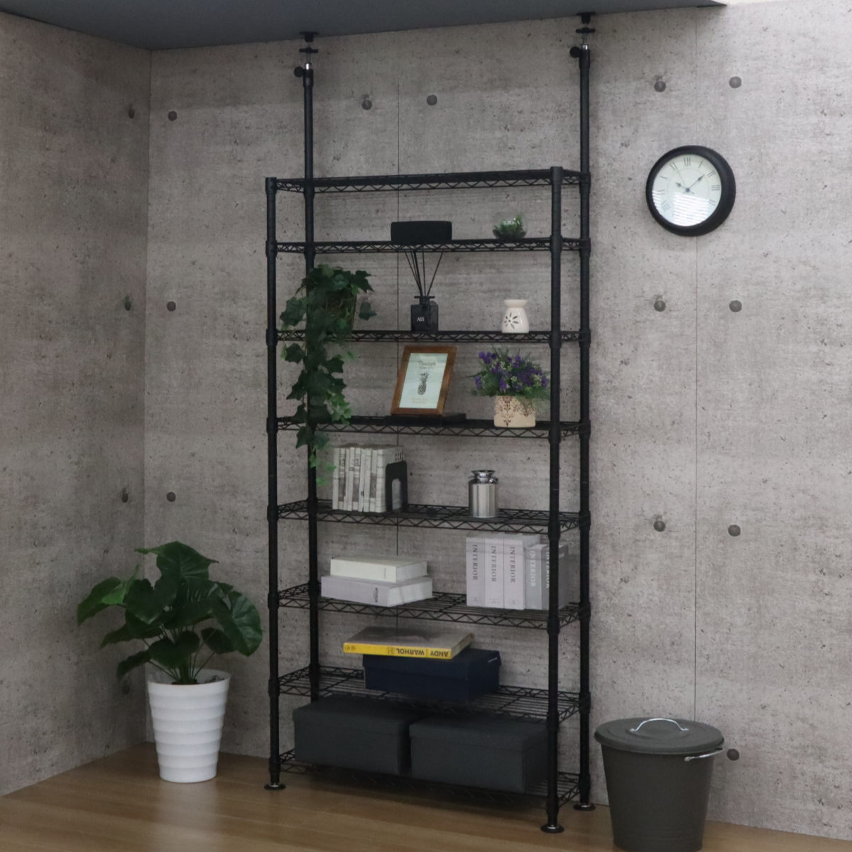 楽天市場】突っ張り スチールラック 幅93cm 8段 高耐荷重 簡単組立