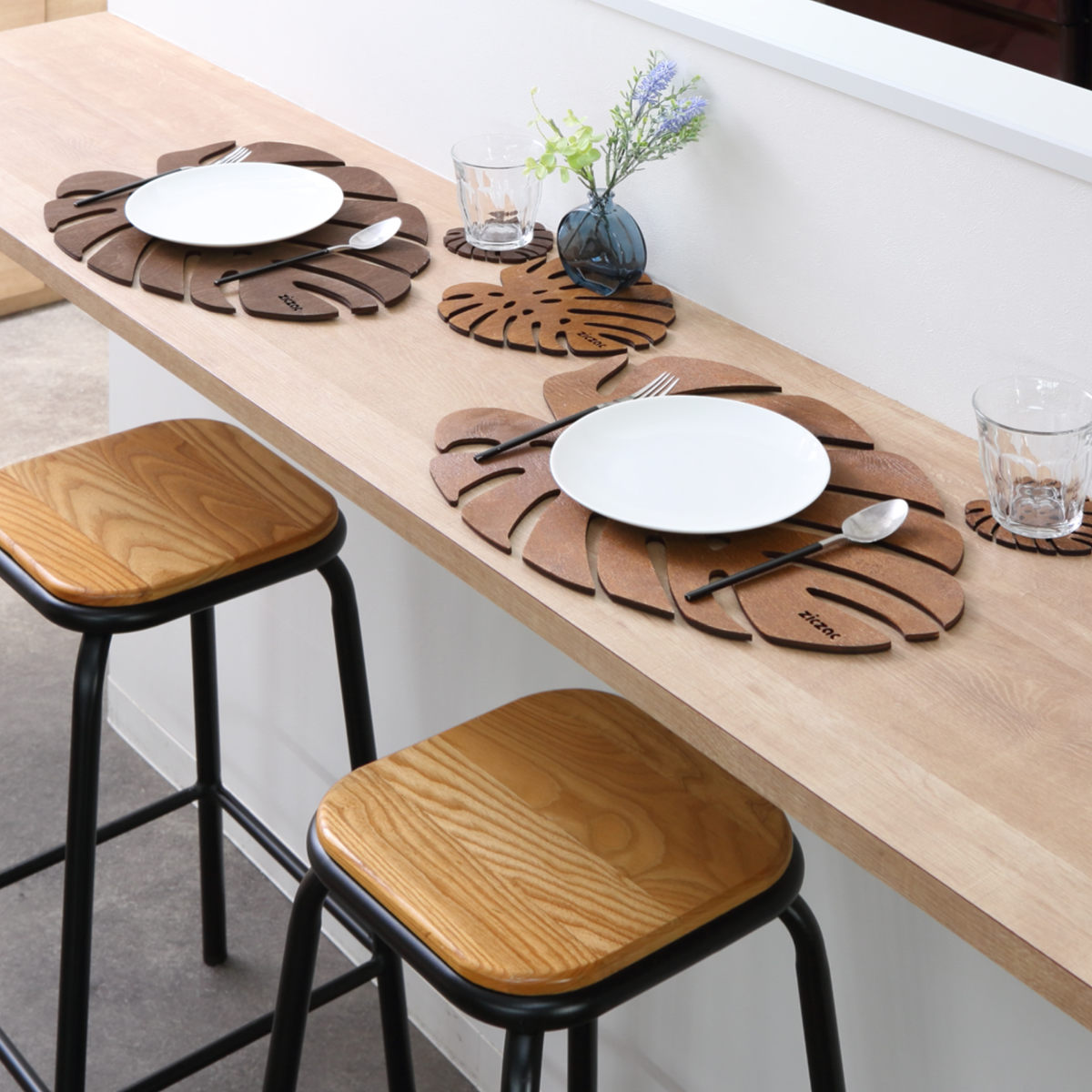 楽天市場】ランチョンマット 木製 ZICZAC BIRCH Placemat Monstera