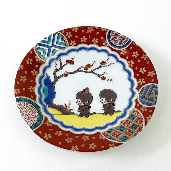 九谷庄三 彩色金蘭手 4枚と菓子鉢1個 アンティーク