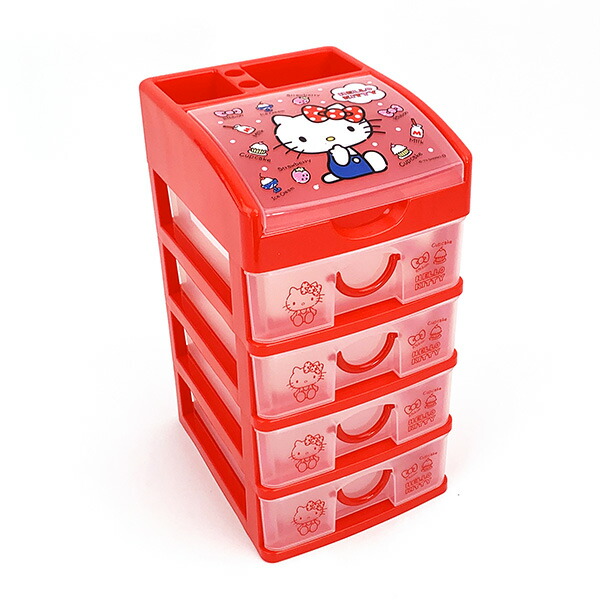 サンリオ ハローキティ 4段チェスト 小物入れ 収納 インテリア レッド