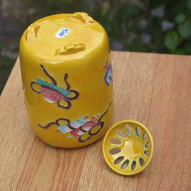 黄交趾宝尽長香炉 洸春 - 京焼清水焼 松韻堂