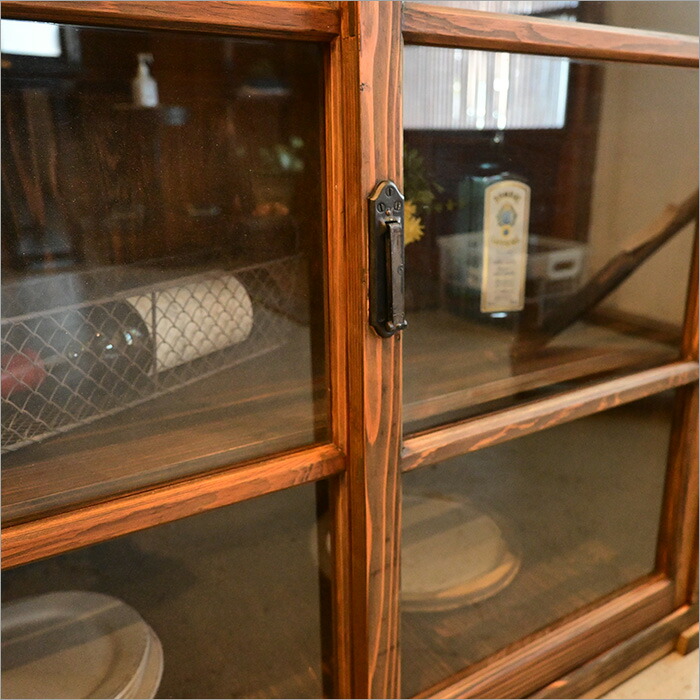 楽天市場】昭和 レトロガラス キャビネット 飾り棚 食器棚 無垢材 欅天