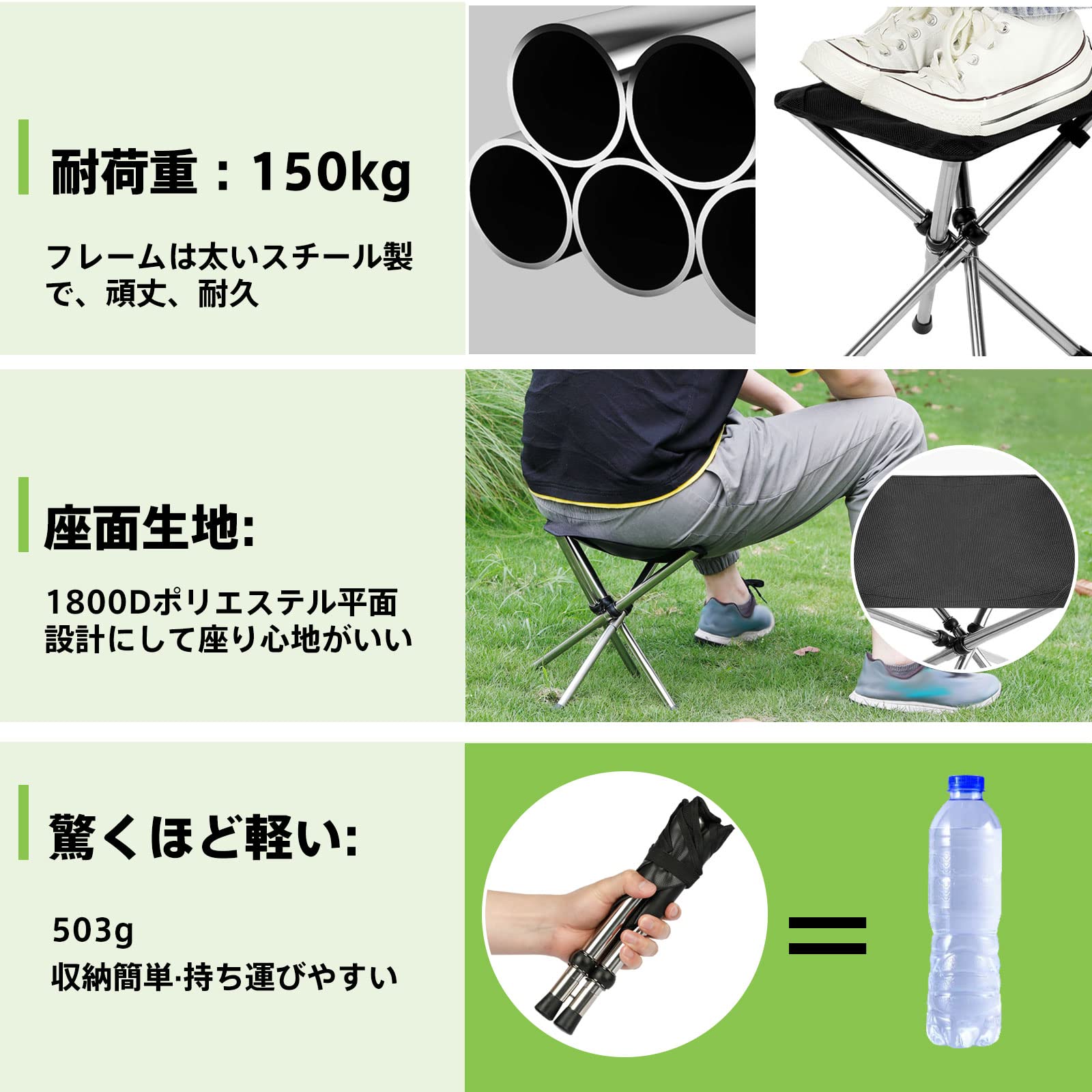 楽天市場】ド 錆 スツール 耐荷重150kg キャンプ 折りたたみ イス