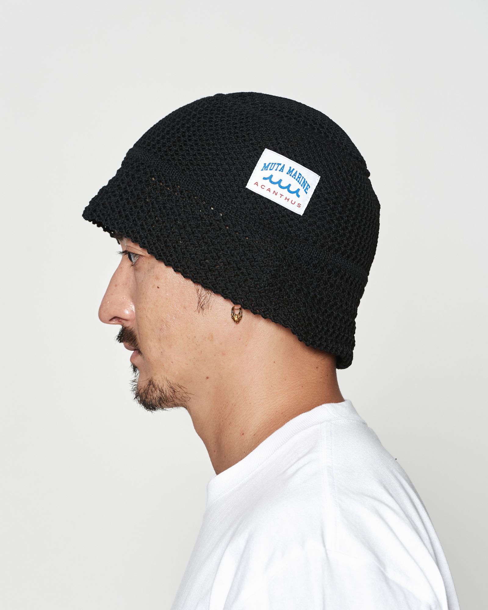MUTA ホワイトニット帽 MUTA ホワイトキャップ 波模様 ケーブルニット