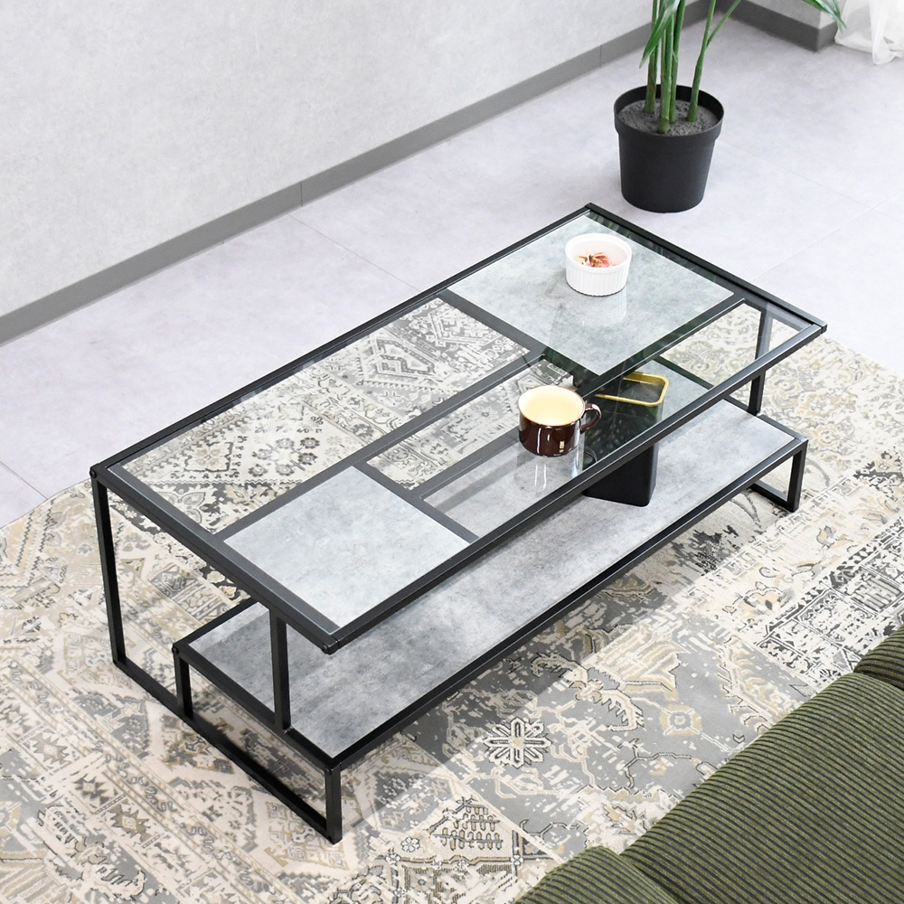 ローテーブル 収納付き テーブル センターテーブル ガラス 木製 机