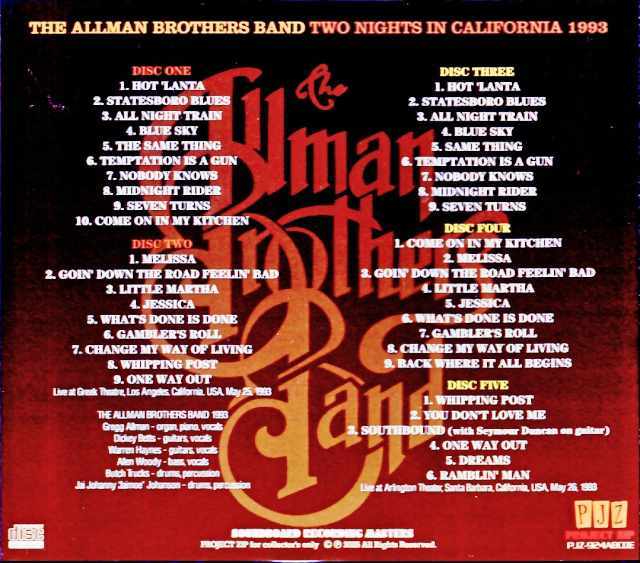 Allman Brothers Band オールマン・ブラザーズ・バンド/CA,USA 1993
