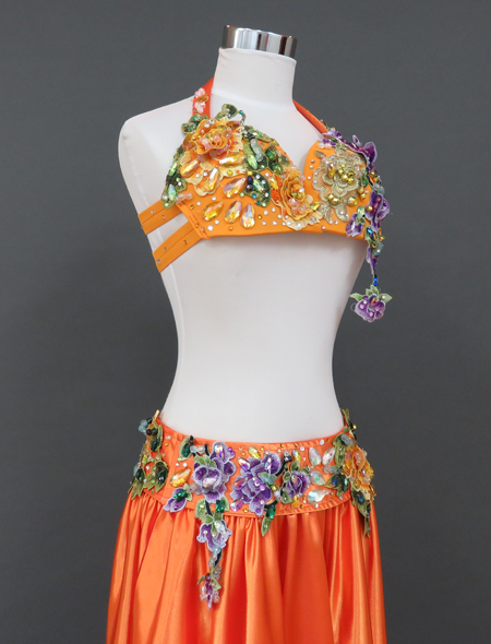 ベリーダンス衣装】鮮やかなオレンジ☆フレッシュでイキイキとした
