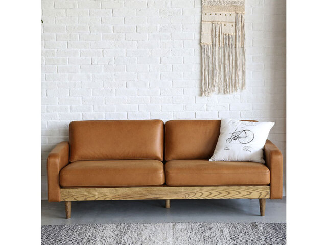 フリート 2人掛け ソファ レザーテックス キャメル《大型商品》