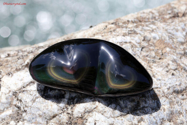 レインボーオブシディアン/ダブルハート(A535)