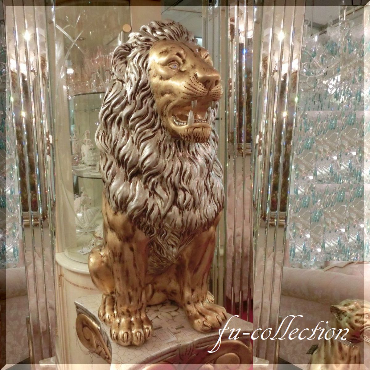 fu-collection】 イタリア製 高級セラミック ライオン ゴールド