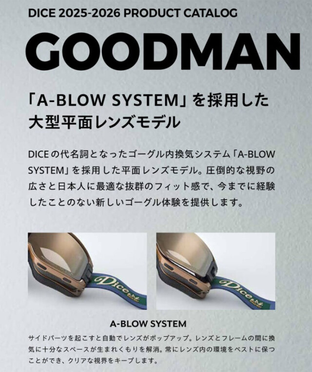 25-26 スキー スノーボード ゴーグル ダイス DICE GOODMAN グッドマン
