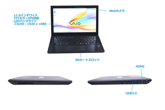 中古ノートパソコン SONY VAIO Pro 11 SVP112A26N Core i7 4500U