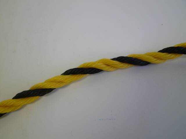 標識(トラ）ロープ 黄／黒 ＃12 （100メートル巻き）