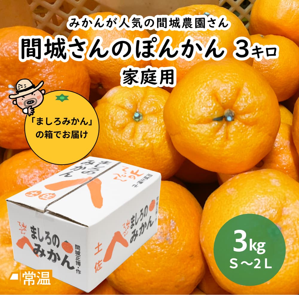 間城農園 ぽんかん 家庭用 3kg | 高知県土佐町【すえひろ屋】