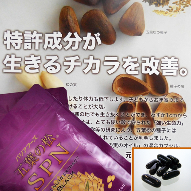 バリアフーズ 五葉の松 SPN ブラック 90粒 種子エキス 松の実 サプリメント