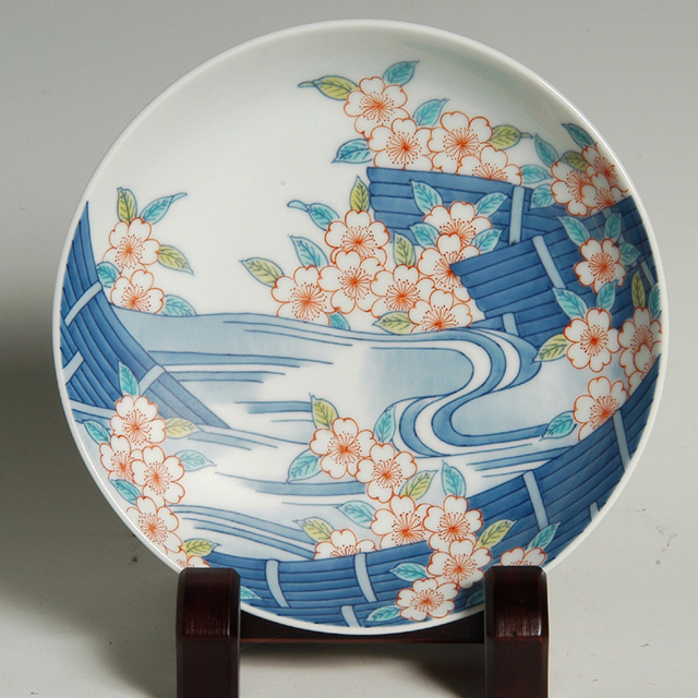 七寸高台皿―花筏