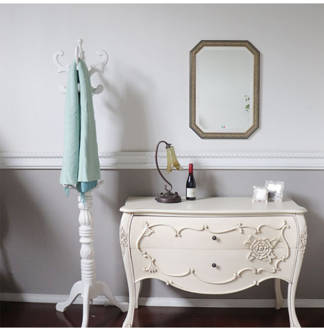 イタリア製 ウォールミラー(壁掛け鏡) ネイビーリーフ 48×68cm