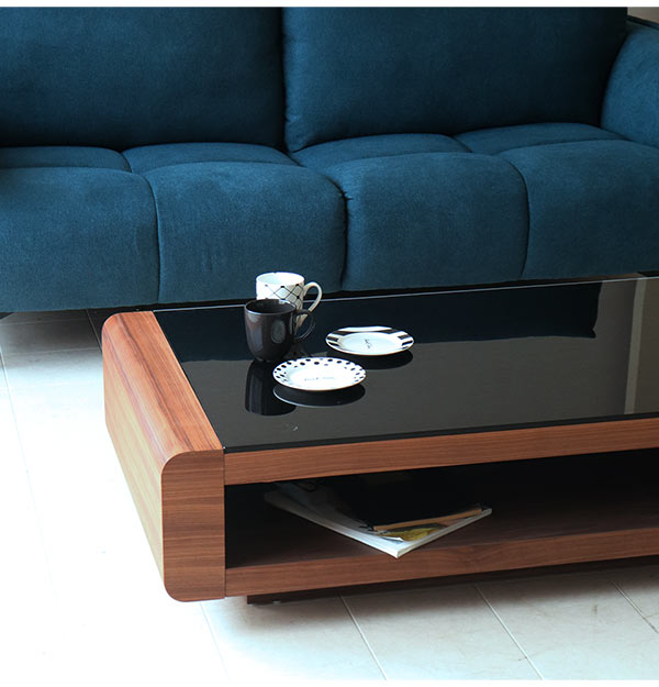 センターテーブル 幅120cm ウォールナット 天板ガラス HOBANG｜モダン