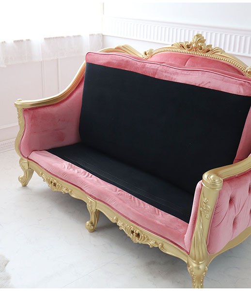 ピンクゴールド 2シーターソファ 2人掛け ソファー 猫脚 輸入家具 高級