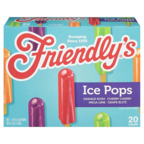 Friendly's Orange Rush, Cheery Cherry, Mega Lime, Grape Blitz Ice