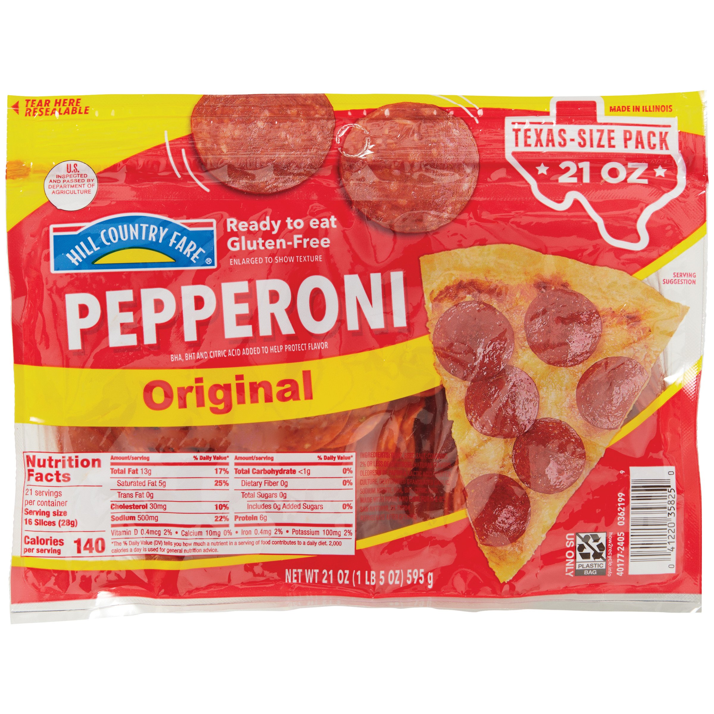 Hill Country Fare Original Pepperoni Slices - Texas-Size Pack, 21
