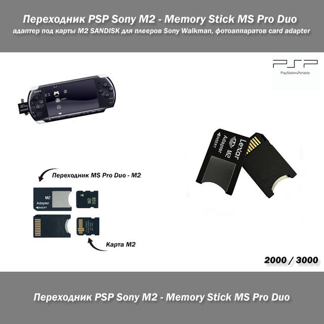 Купить Переходник PSP Sony M2 - Memory Stick MS Pro Duo адаптер
