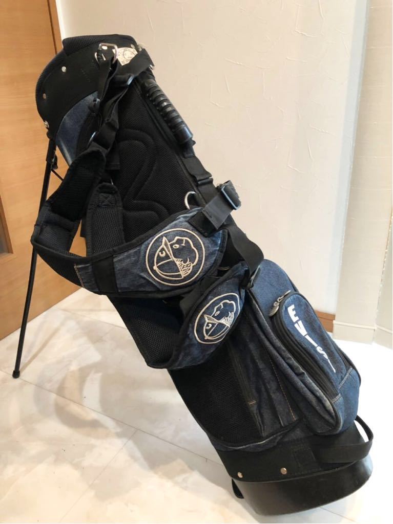 超希少良品エビスエヴィスEVISU デニム本革レザーかキャディバッグ