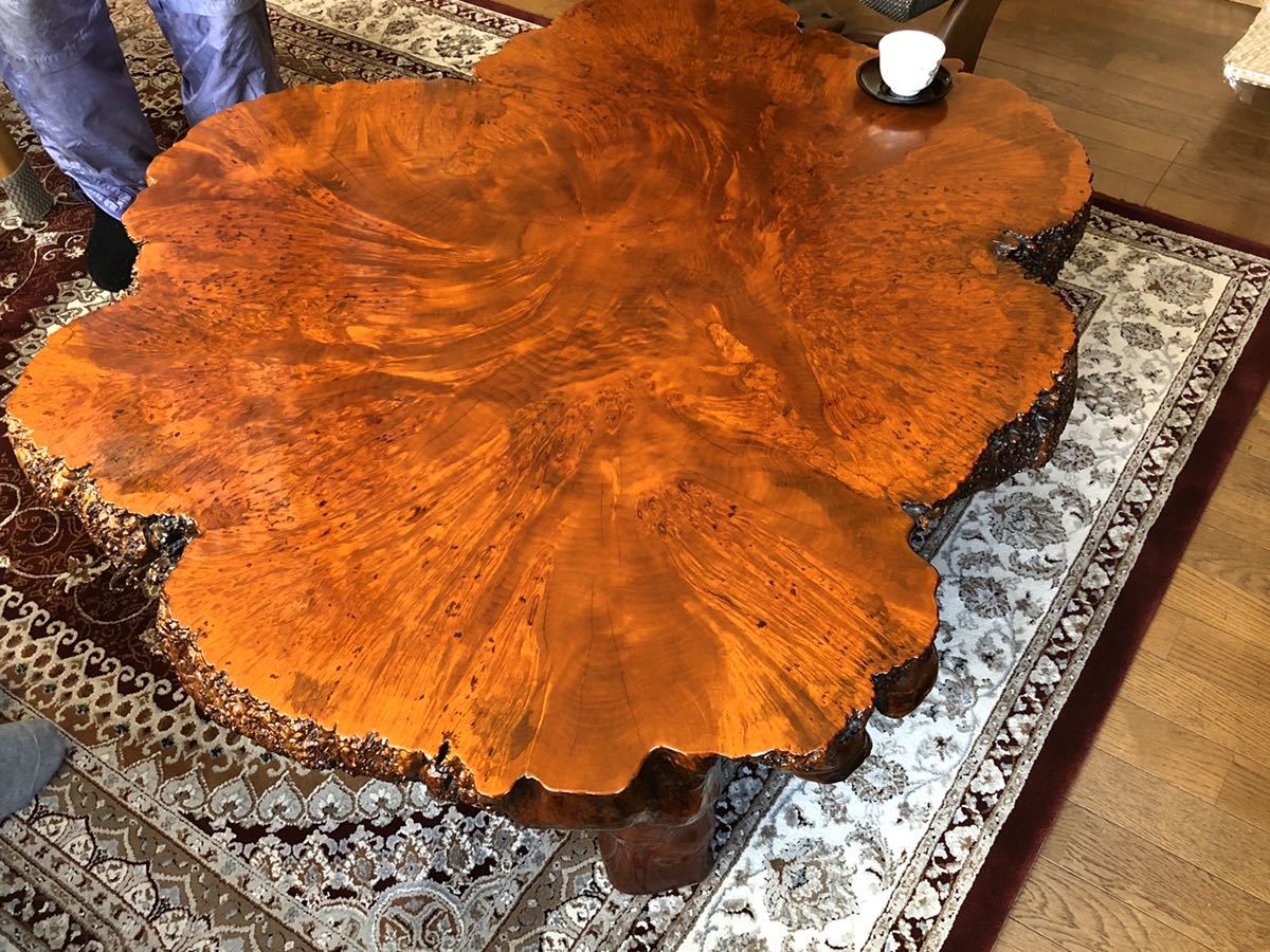 〓 花梨瘤 天然木 玉杢 一枚板 座卓 【超特価品】高級