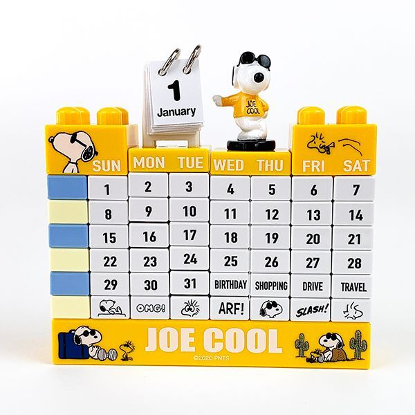 PEANUTS スヌーピー Snoopy ブロック万年カレンダー YE ジョー・クール