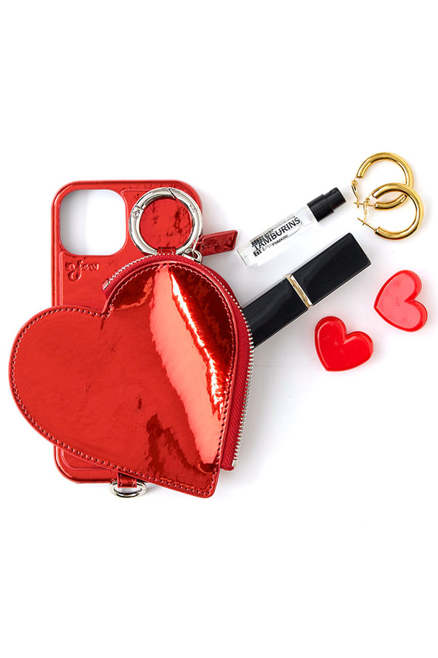 ajew(エジュー)｜iPhone16/16Pro ajew glow heart pocket case/レッド