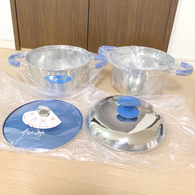新品クロワッサン ブルーグラス 両手鍋セット 説明書ありの通販 by か