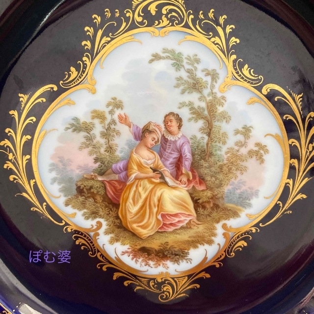 MEISSEN - 【古マイセン】恋人文／コバルト 22金彩 皿 プレートの通販