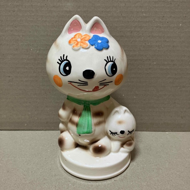 昭和レトロ 猫 置物 内藤ルネ？ RUNE？ 当時物 陶器 レトロポップの
