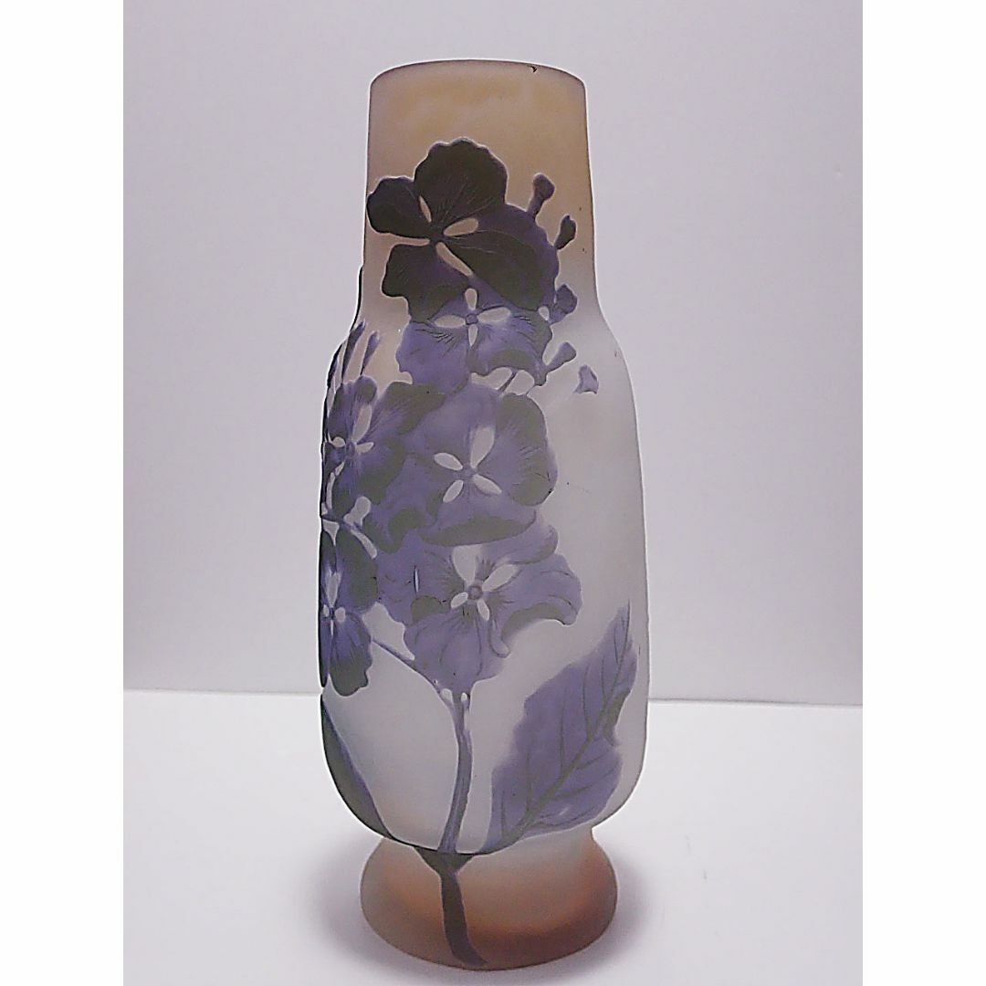 G424 エミール ガレ 花文様 花瓶 色硝子 花器 被せガラス アンティーク