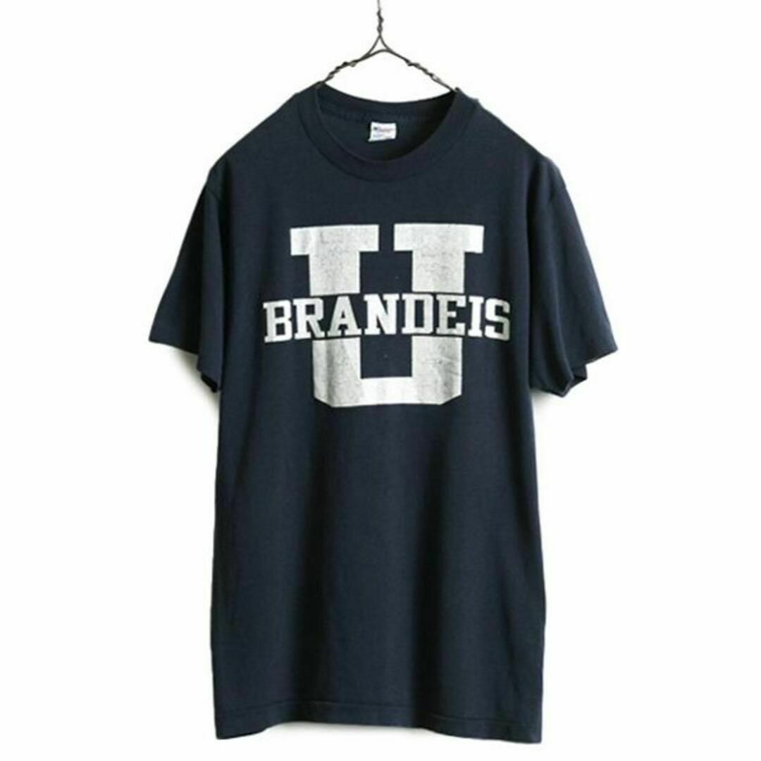 Champion - 80s USA製 チャンピオン カレッジ プリント Tシャツ S M 紺