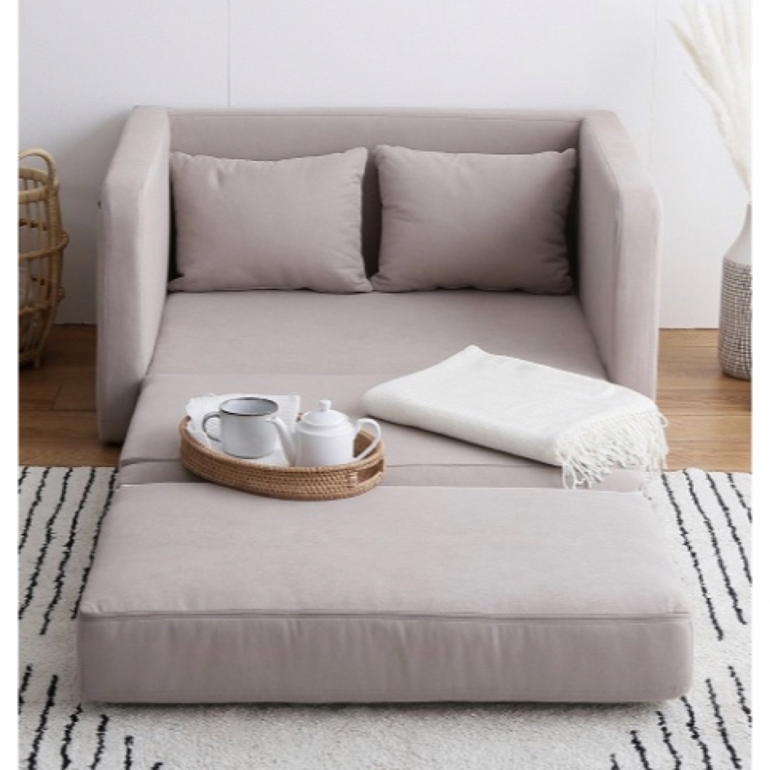 新品 送料無料】折りたたみソファベッド 1人掛けソファー PB/GY