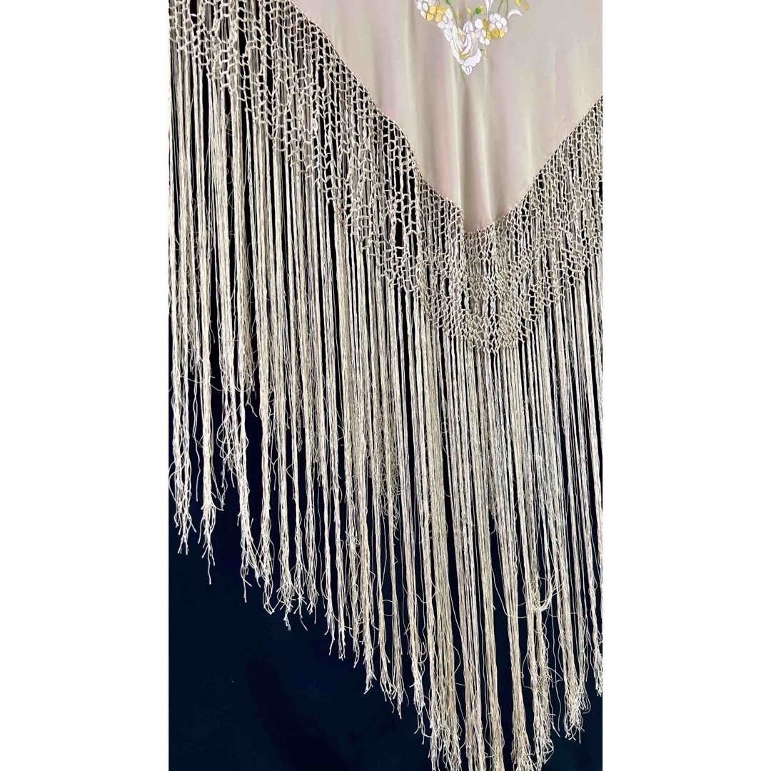 新品] シルク製マントン・フラメンコ・”希少“グレーベージュxシルバー