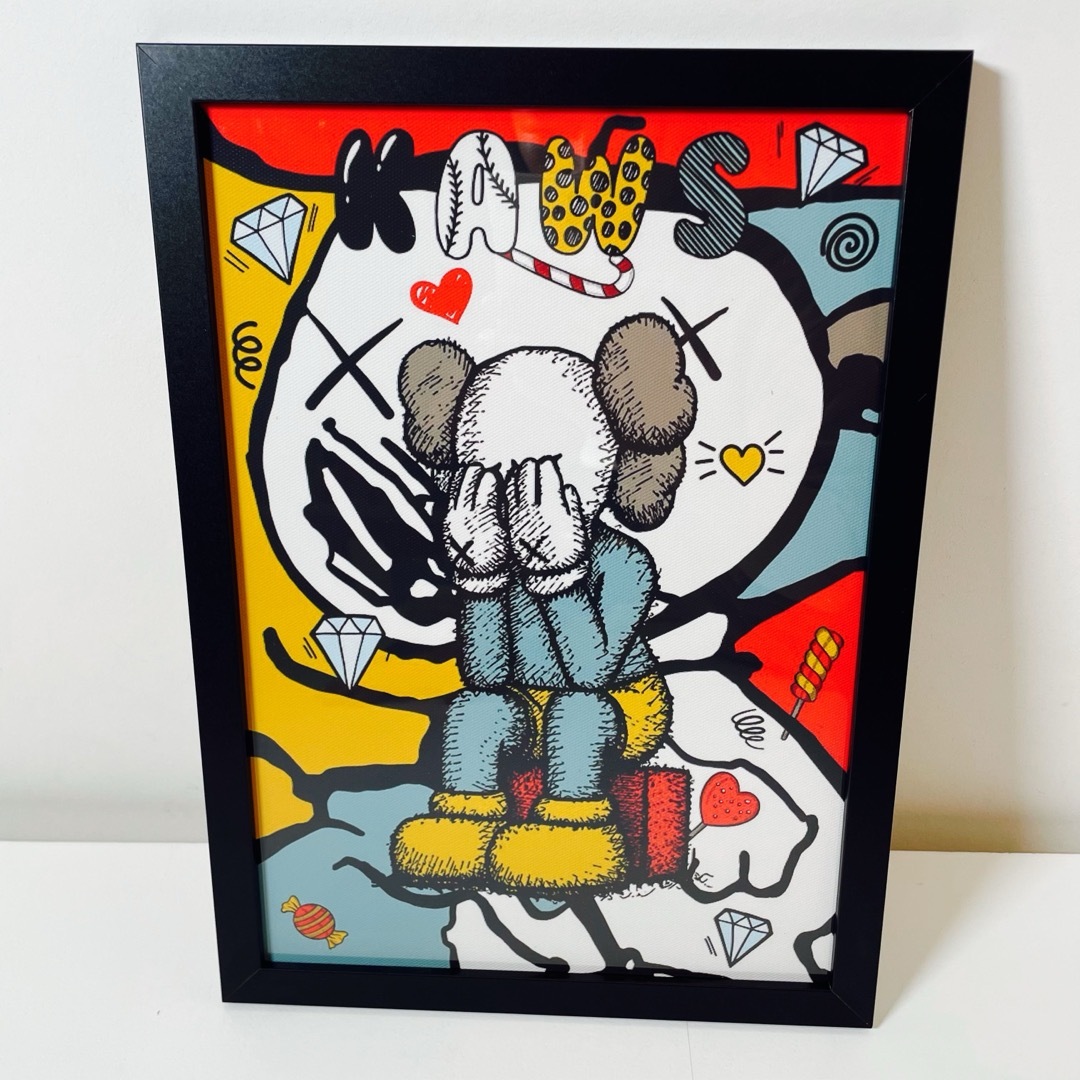 黒額付きポスター】KAWS(カウズ)12ベアブリック(A4サイズ)の通販 by