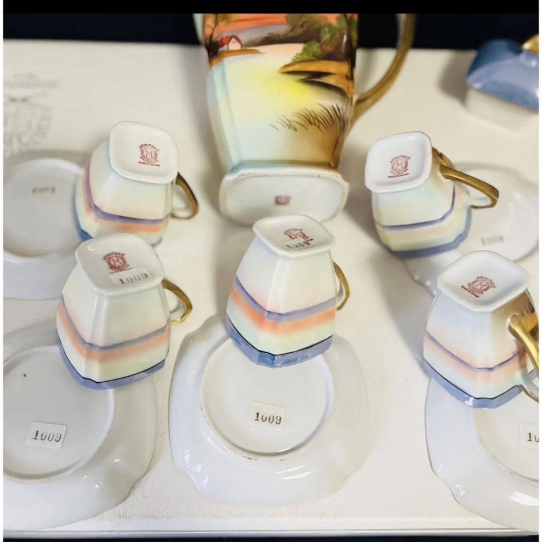 Noritake - オールドノリタケ 風景 ラスター彩 大きめポット セットの