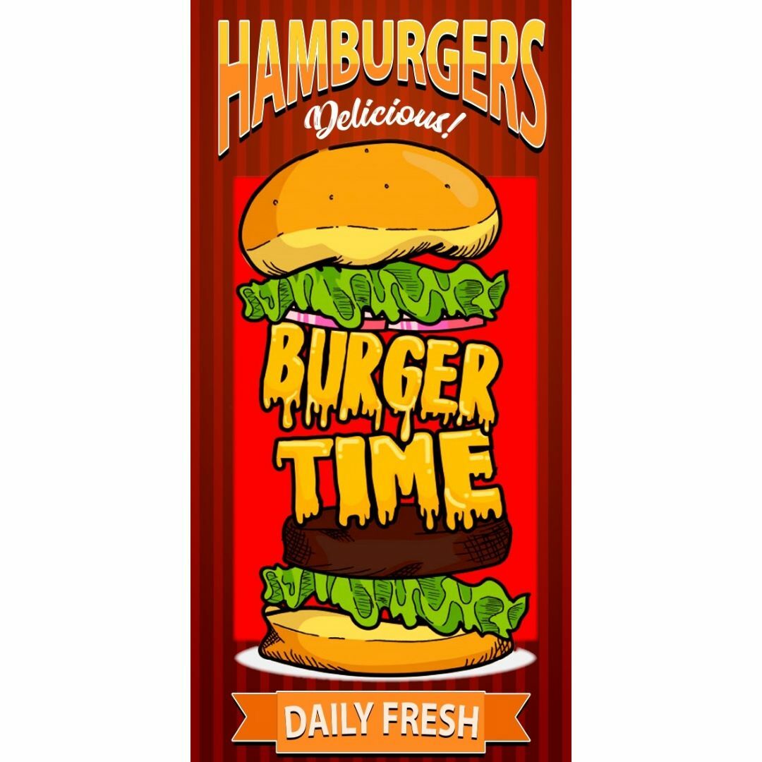 Lサイズ】ハンバーガー カフェ バーガータイム 珈琲 看板 置物 ライト