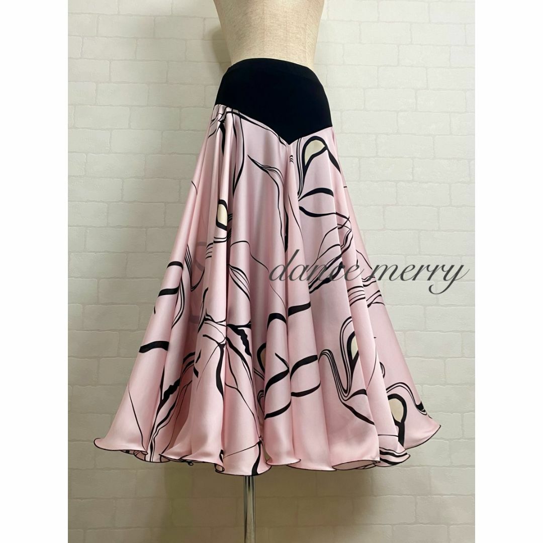 新品 パソドブレ パソ 社交ダンス スカート 黒 ピンク 4705 ワルツ