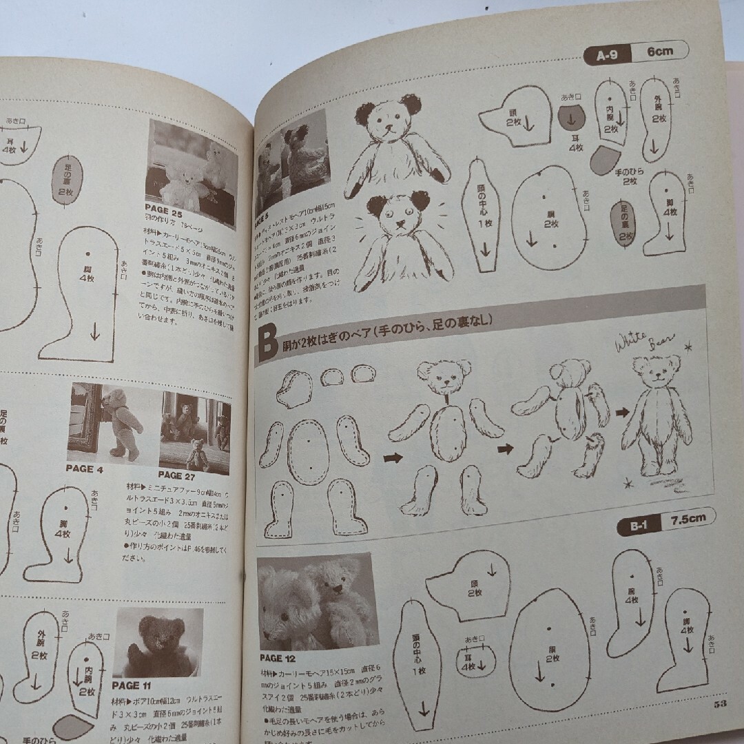 ミニチュアサイズのテディベア 初版 本 ハンドメイド 手作り 型紙の