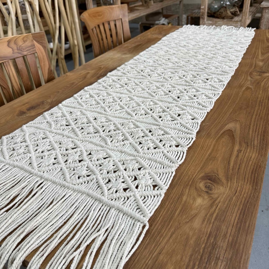 訳あり】バリ島マクラメテーブルランナー約175cm 通常27，500円が