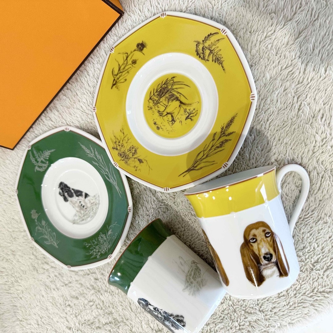 HERMES - HERMES 新品エルメスシャスグリーン緑八角皿カップ＆ソーサー