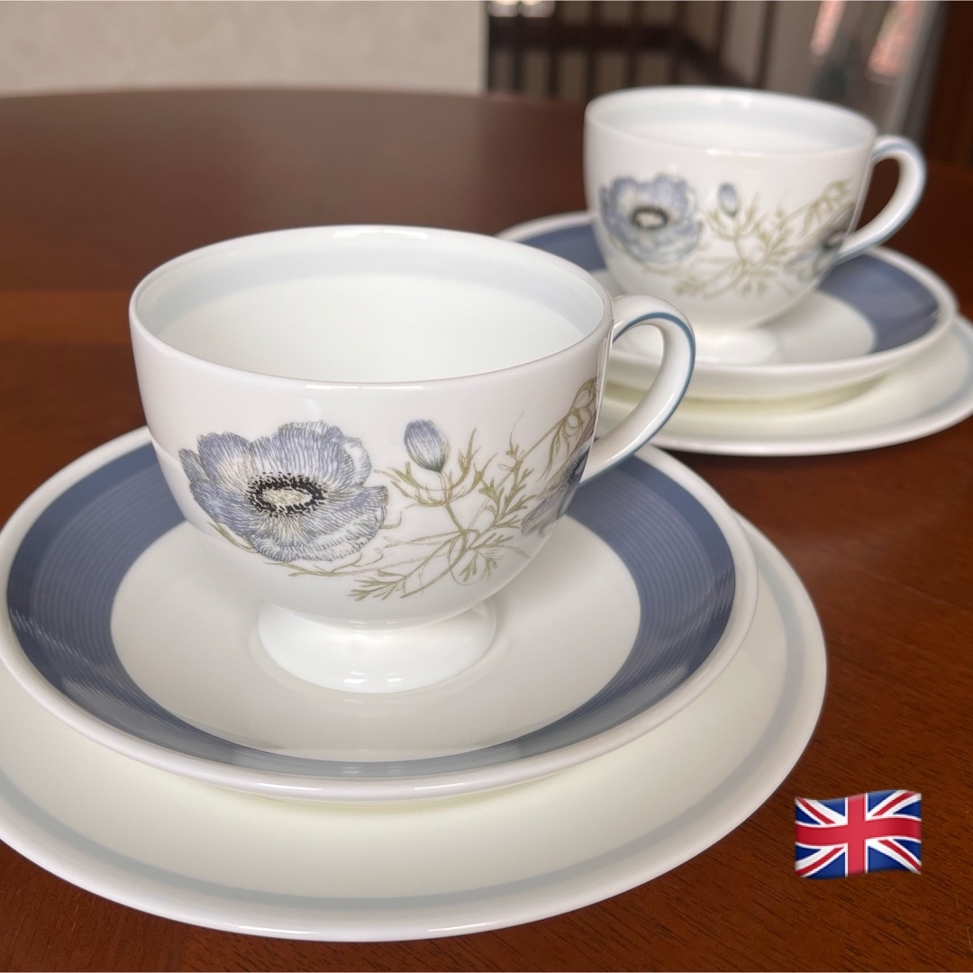 WEDGWOOD - 【黒壺美品】ウェッジウッド☆グレンミスト☆トリオ ペアの