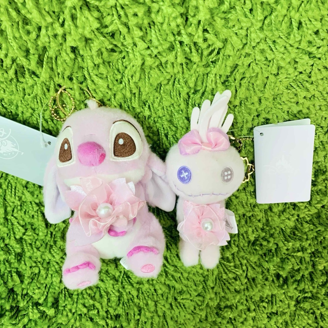 Disney - スティッチ＆スクランプ 桜 ぬいぐるみキーホルダー